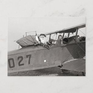 Cartão Postal De Festividades Papai Noel em um Avião, 1921