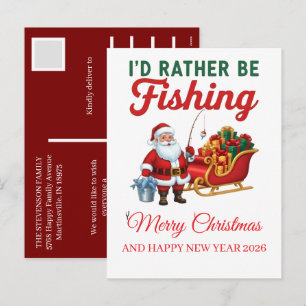 Cartão Postal De Festividades Papai Noel Engraçado Pescando Natal 2025 Roteiro E