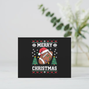 Cartão Postal De Festividades Papai Noel estilo suéter feio de Natal Futebol Ame