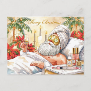 Cartão Postal De Festividades Papai Noel na Banheira de Hidromassagem tema Natal