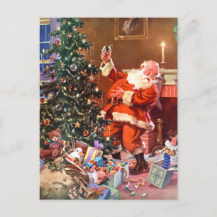 Cartão Postal De Festividades Papai Noel na noite antes do Natal