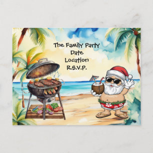 Cartão Postal De Festividades Papai Noel na praia do Havaí para o Natal