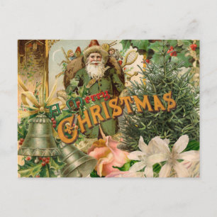 Cartão Postal De Festividades Papai Noel Natal Antiquado Bela Arte