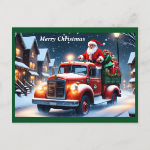 Cartão Postal De Festividades Papai Noel no caminhão