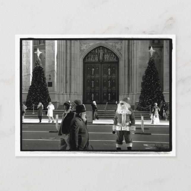 Cartão Postal De Festividades Papai noel no cartão da catedral de St Patrick (Frente)