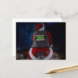 Cartão Postal De Festividades Papai Noel numa moto