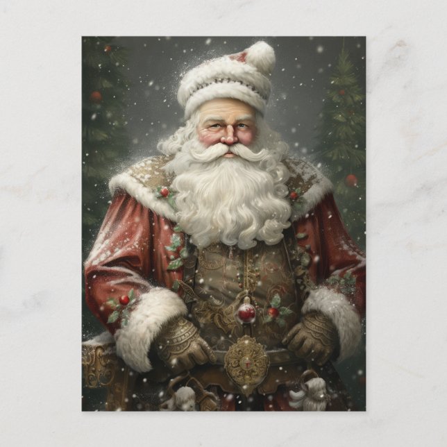 Cartão Postal De Festividades Papai Noel Pai Natal AI Assist Retrato (Frente)