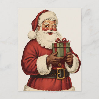 Cartão Postal De Festividades Papai Noel Piscando Vintage Natal Retro