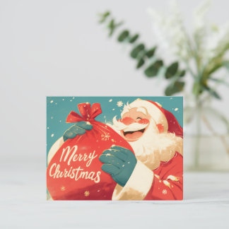 Cartão Postal De Festividades Papai Noel Preparando Presentes de Natal