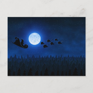 Cartão Postal De Festividades Papai noel que voa 1