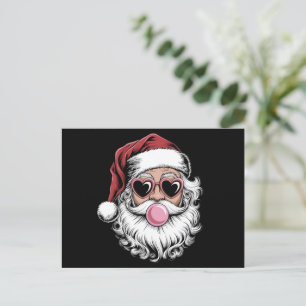 Cartão Postal De Festividades Papai Noel Retro Com Óculos Soprando Bolha De Nata