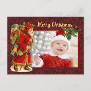 Cartão Postal De Festividades Papai noel Vintage