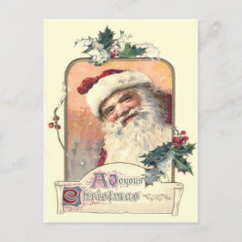 Cartão Postal De Festividades Papai Noel Visco Azevinho