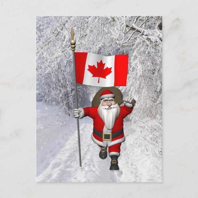 Cartão Postal De Festividades Papai Noel visitando o Canadá (Frente)