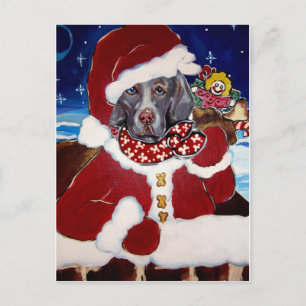 Cartão Postal De Festividades Papai Noel Weimaraner