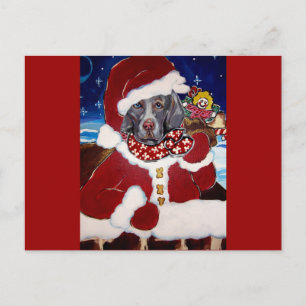 Cartão Postal De Festividades Papai Noel Weimaraner