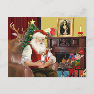 Cartão Postal De Festividades Papais noeis 2 Chihuahuas