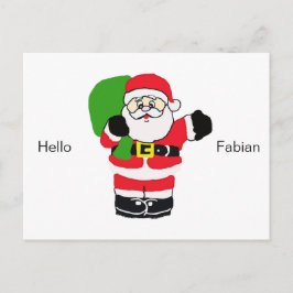 Cartão Postal De Festividades Papais noeis acenando com saudação e nome