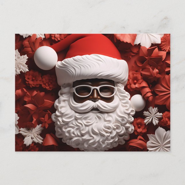 Cartão Postal De Festividades Papais noeis Africanos Negros Claus Melanin Natal (Frente)