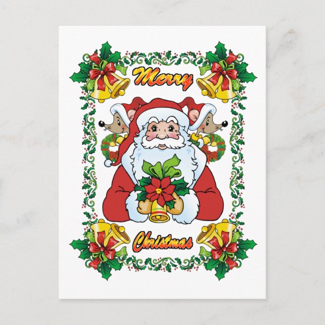 Cartão Postal De Festividades Papais noeis alegres (Frente)