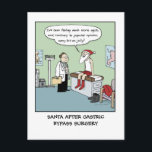 Cartão Postal De Festividades Papais noeis após desvio gástrico | Natal engraçad<br><div class="desc">Papais noeis após cirurgia de bypass gástrico: "Tenho me sentido muito mais ágil, e, ao contrário da opinião popular, tão alegre!" Um cartão postal de feriado engraçado para pessoas com um estranho senso de humor. Confira o Doodle World de Jenn para ver ainda mais cartoons cartões de Natal e cartões...</div>