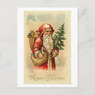 Cartão Postal De Festividades Papais noeis, Árvore e Brinquedos Feliz Cartão de 