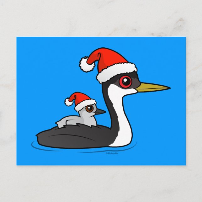 Cartão Postal De Festividades Papais noeis Birdorable Western Grebe (Frente)