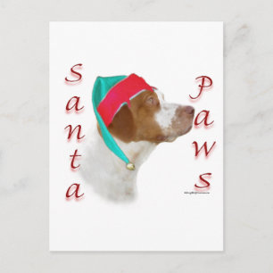 Cartão Postal De Festividades Papais noeis Brittany Spaniel Paws