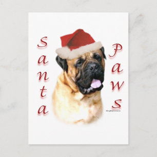 Cartão Postal De Festividades Papais noeis Bullmastiff