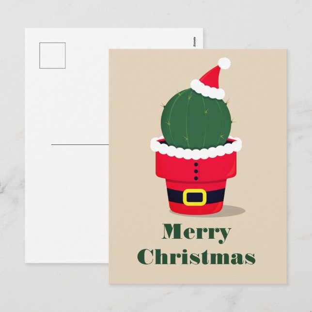 Cartão Postal De Festividades Papais noeis Cactus Desert Natal (Frente/Verso)