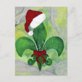 Cartão Postal De Festividades Papais noeis Cartão Fleur de lis Holiday de Natal