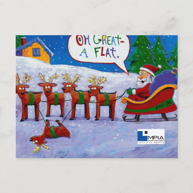 Cartão Postal De Festividades Papais noeis com cartão-postal da Reindeer (Frente)