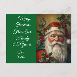 Cartão Postal De Festividades Papais noeis com Mistletoe
