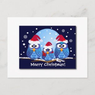 CARTÃO POSTAL DE FESTIVIDADES PAPAIS NOEIS CUTE CHRISTMAS OWLS