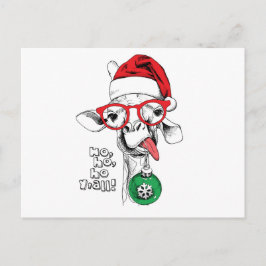 Cartão Postal De Festividades Papais noeis da Girafa de Natal