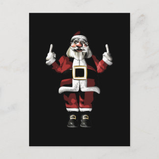 Cartão Postal De Festividades Papais noeis dando o dedo