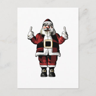Cartão Postal De Festividades Papais noeis dando o dedo