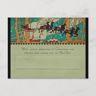 Cartão Postal De Festividades Papais noeis de Arte no Céu