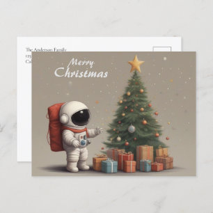 Cartão Postal De Festividades Papais noeis de Astronautas Secretos Presentes na 