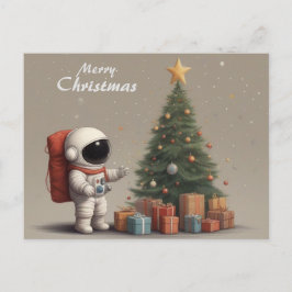 Cartão Postal De Festividades Papais noeis de Astronautas Secretos Presentes na
