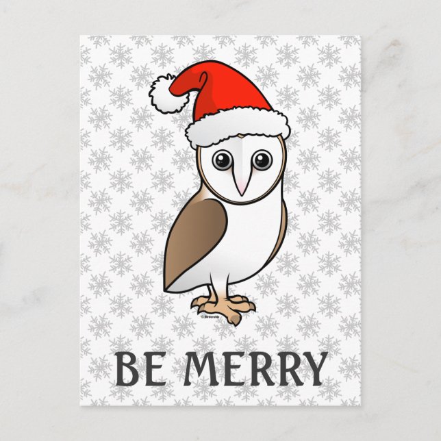 Cartão Postal De Festividades Papais noeis de Barn Owl (Frente)