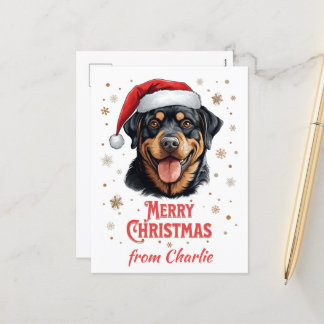 Cartão Postal De Festividades Papais noeis de cães rottweiler personalizados Fel