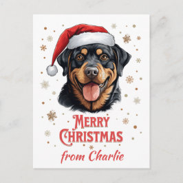 Cartão Postal De Festividades Papais noeis de cães rottweiler personalizados Fel
