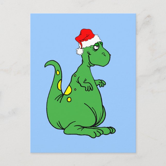 Cartão Postal De Festividades papais noeis de dinossauro (Frente)