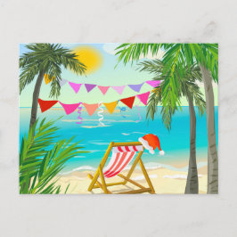 Cartão Postal De Festividades Papais noeis de férias, Natal de praia, Verão