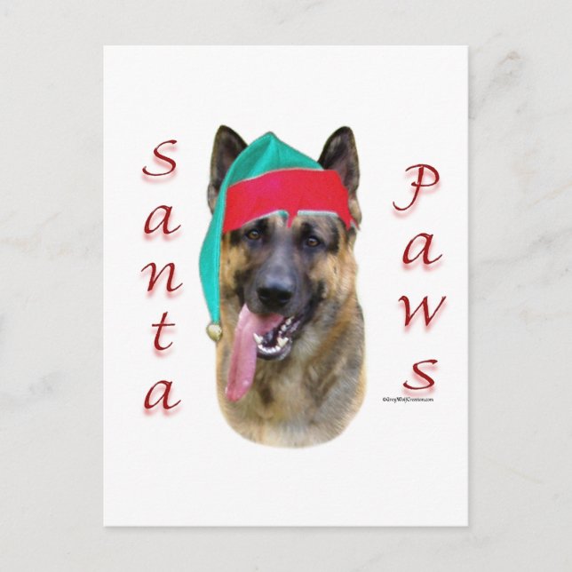 Cartão Postal De Festividades Papais noeis de german shepherd (Frente)