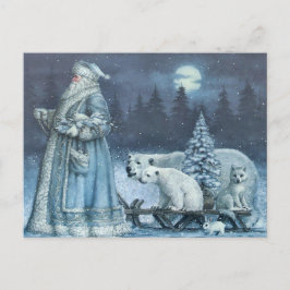 Cartão Postal De Festividades Papais noeis De Inverno Vintage Com Ursos Polares