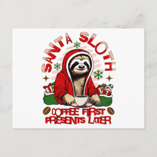 Cartão Postal De Festividades Papais noeis de lama tomando café