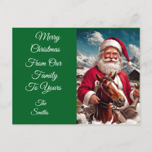 Cartão Postal De Festividades Papais noeis de Montanha Rochosa e Seu Cavalo