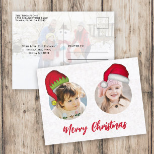 Cartão Postal De Festividades Papais noeis de Natal bonitos Elf Engraçados Image
